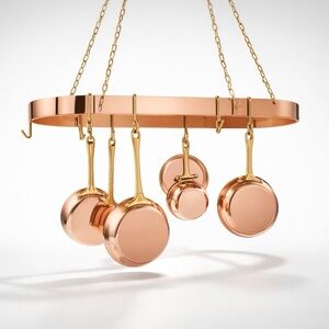 VINTAGE Old Dutch #756 Copper Hanging Oval Pot Rack 30"x15" - NOS